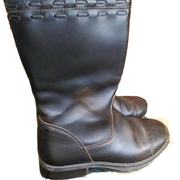 LL BEAN - Brown Leather Boots - Womens Lined - Size 8 1/2 - Distressed Look - Picture 6 of 10